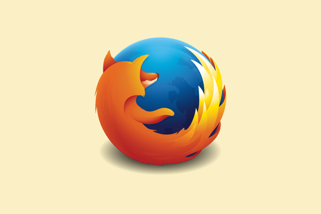 The Firefox logo with a drop shadow on a beige background