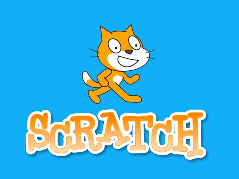 Scratch logo and mascot a smiling orange cat