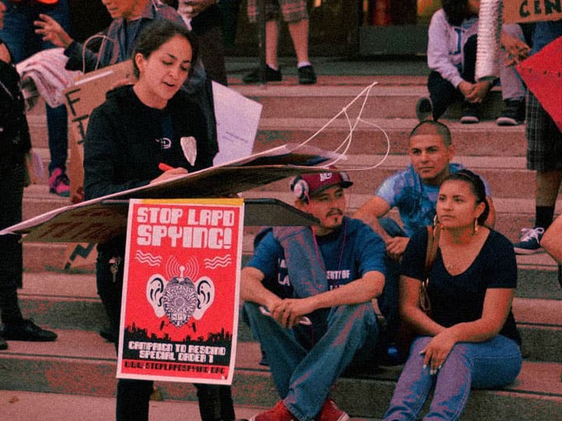 A group of people protesting